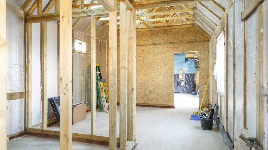 Home construction using dimensional lumber as the building material