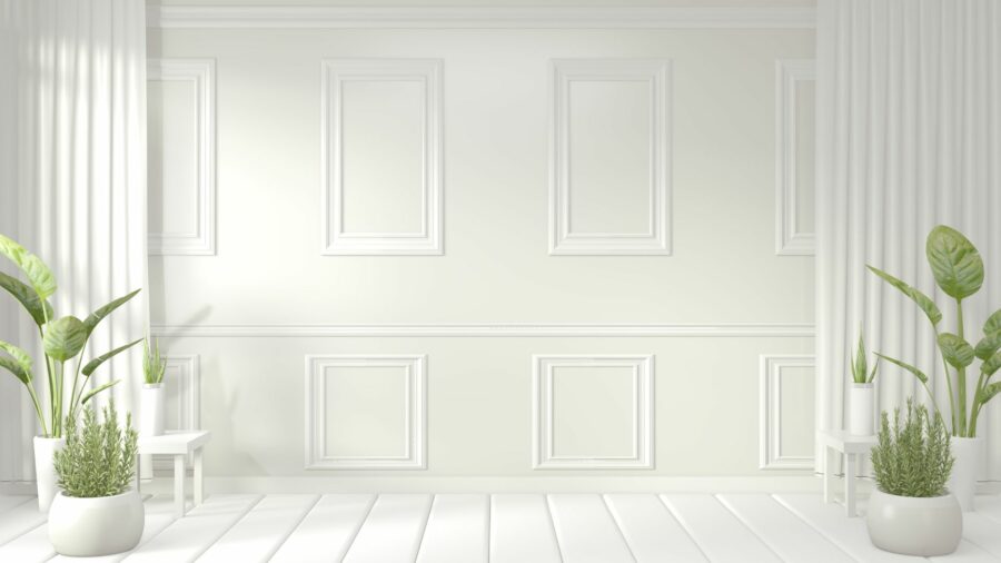 Interior view of a room with white MDF closets and a window, highlighting a spacious and airy atmosphere.