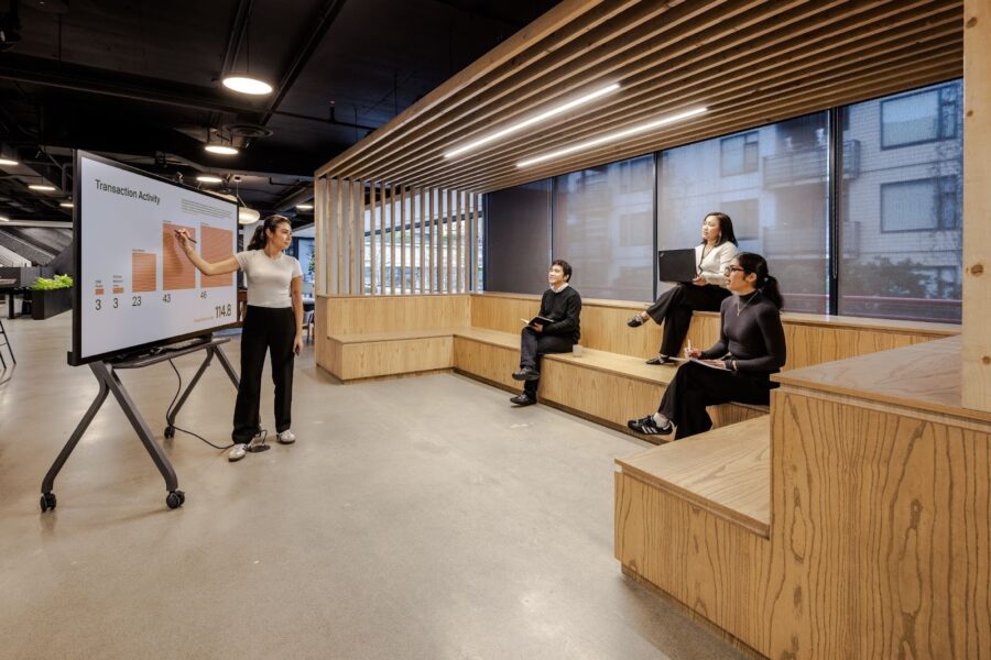 Employees watching a presentation 