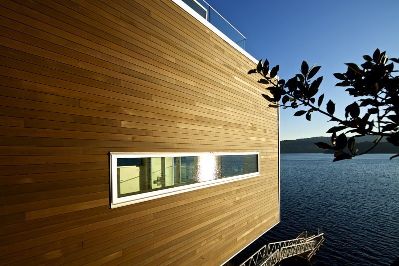 House by the water with natural cedar