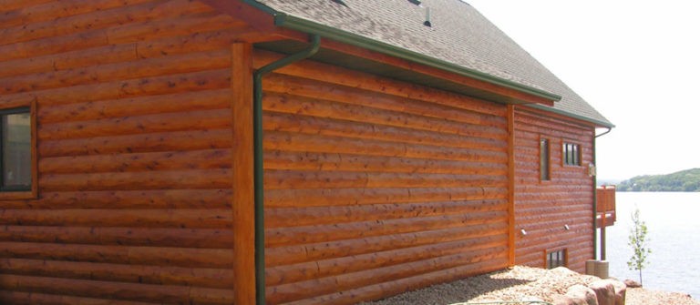 Split log cedar home by the lake
