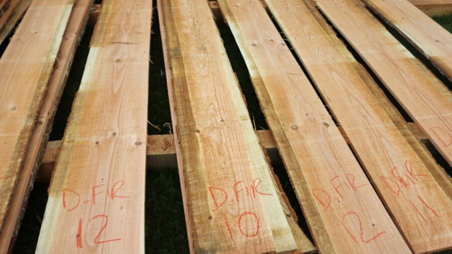 Douglas Fir Lumber Planks laid side-by-side